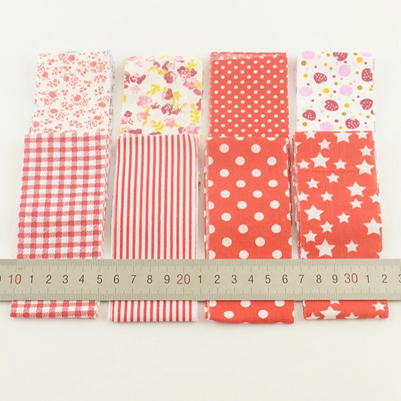 5CM*100CM Plain Fabric 8pcs/lot Jelly Roll Star Dot Strip Checks and Flowers Design Red Sets Strips Patchwork|fabric felt|fabric syntheticfabric poly