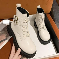 new winter 2021 hot sale womens shoes retro pu leather fashion classic round ankle boots simple chelsea boots motorcycle boots