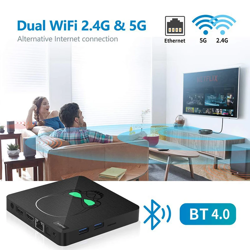 ТВ-приставка Beelink GT-King Android 9 0 Amlogic S922X GT King 4G DDR4 64G EMMC Smart tv BOX 2 + 5G Dual wifi 1000M LAN с 4K |