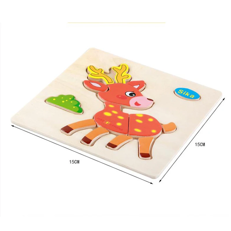 

3PCS/set Wooden 3D animal fruit / traffic children puzzle hand grasping puzzle for children cartoon puzzle educational toys