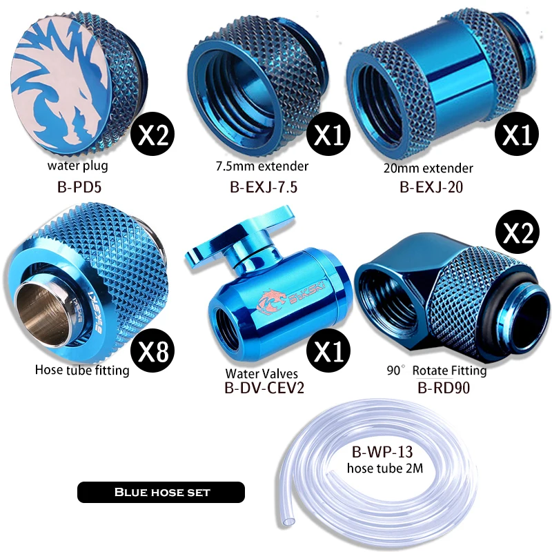 

Bykski Water Cooling Fitting Kit Hose Soft Tube Pipe Fitting KIt Set For PC Water Cooling OD 13/16MM