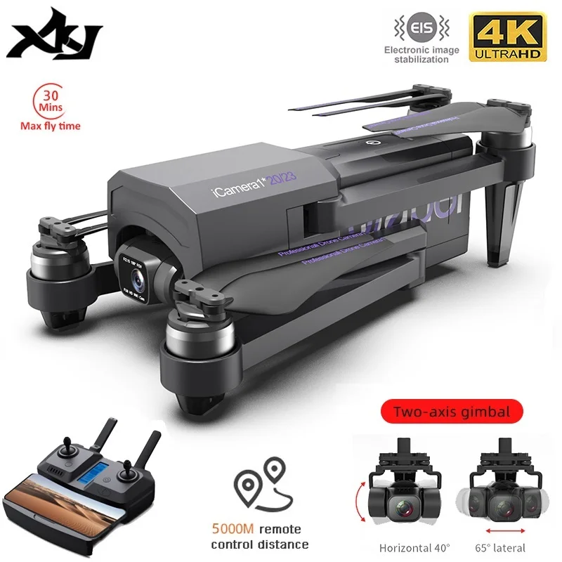 

XKJ GPS Drone 4K HD Camera 5G WiFi FPV 2 Axis Gimbal 30 Minutes Professional 5KM RC Foldable Quadcopter Vs F11 Pro