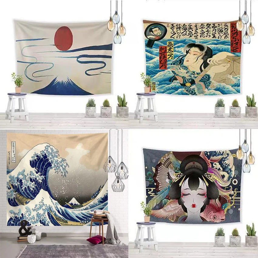 Великолепные волны канагава гобелен Япония настенное украшение для дома