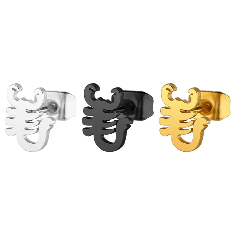 

1 Pair 0.8mm Scorpion Shape Titanium Steel Stud Earrings For Men and Women Pop Hip Hop Ear Jewelry