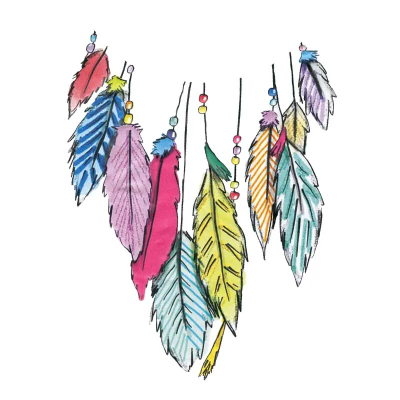 

25x20cm Colorful feathers Iron on Patches For DIY Heat Transfer Clothes T-shirt Thermal transfer stickers Decoration Printing