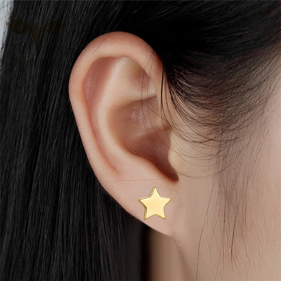 12pairs/lot Wholesale Star Earrings Set Man Woman Girl Stud Earring Gold Stainless Steel Jewelry Fashion Jewellery