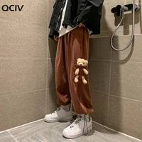 trendy loose corduroy bear guard pants spring and autumn pants male ins hong kong wind all match casual pants street wear pants