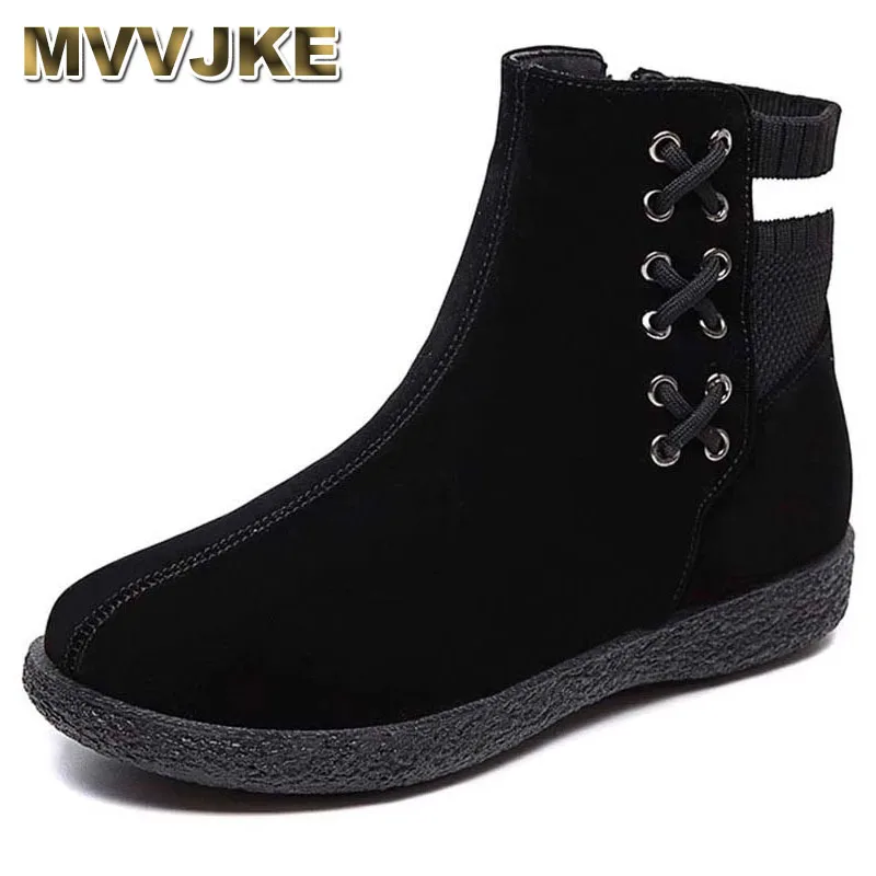 

Женские ботильоны на плоской платформе mvvemark, зимние, с плюшевой подкладкой, на застежке-молнии, удобные, 2021