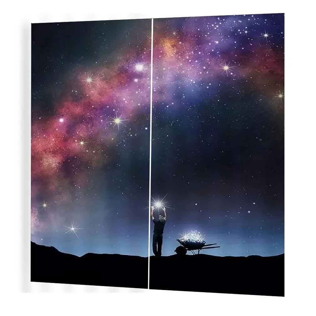 150 * 166cm stylish living room bedroom blackout curtains Star sky Prints curtain 3D | Дом и сад