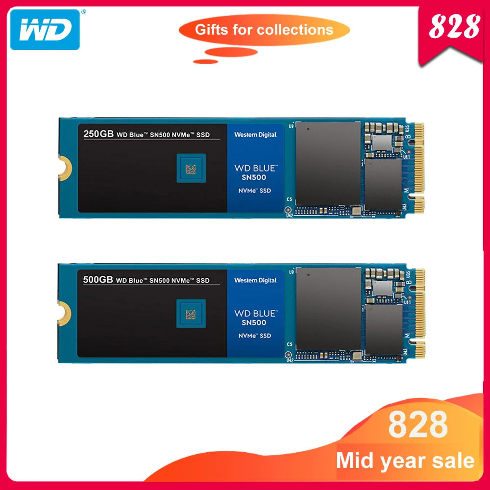 100% оригинал Western Digital Blue SN500 SSD 250 ГБ 500 Гб M.2 2280 NVMe PCIe Gen3 * 2 Внутренний твердотельный