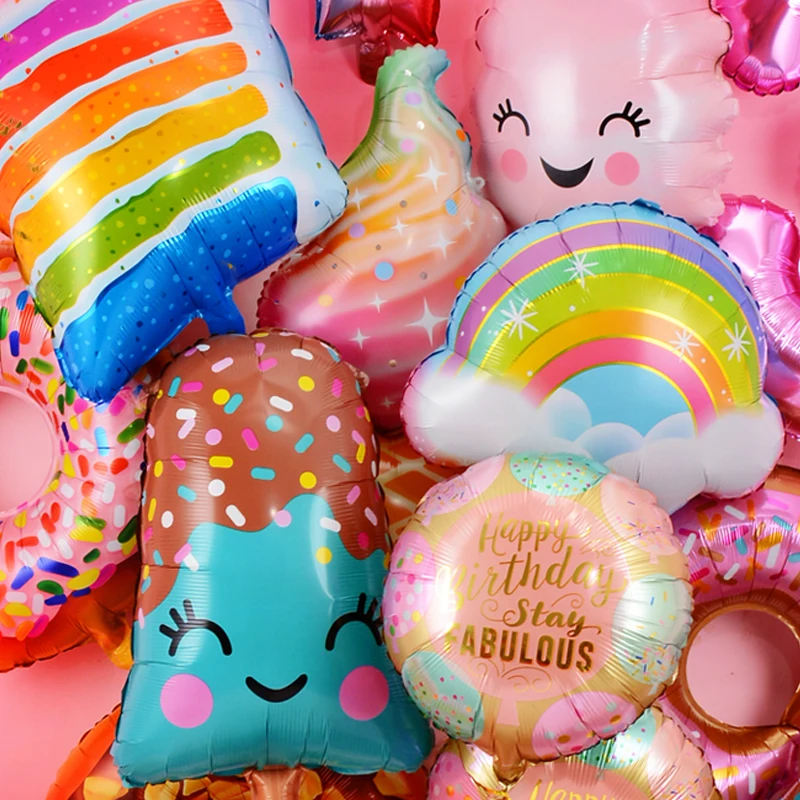 Dount Birthday Party Decorations Kids Donut Grow Up Helium Foil Balloons 1st Two Sweet Globos | Дом и сад
