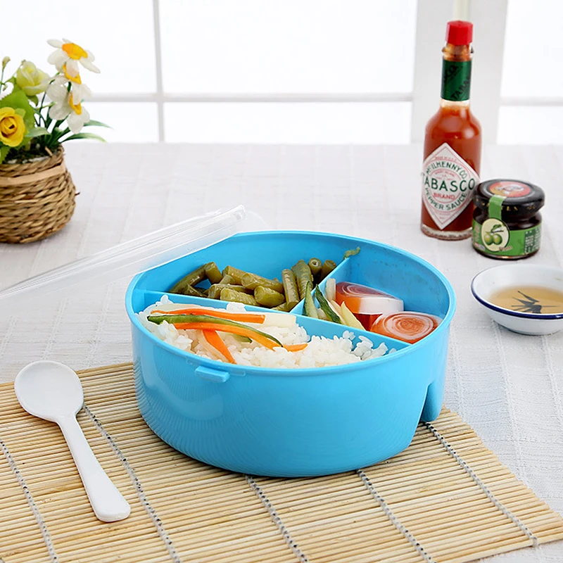 Bento Box Microwavable контейнер для продуктов питания для детей ланча хранения с тремя отсеками и ложкой