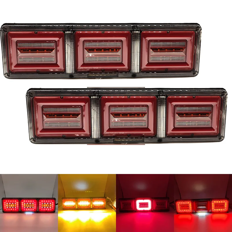 

2PCS Waterproof Rear taillight LED Trailer Lights Sequential Flowing Turn Signal Warning Traffic Light for Universal Car Truck