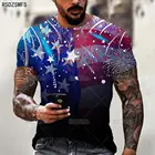 Футболка мужская оверсайз с круглым вырезом, модная спортивная рубашка с коротким рукавом и 3D-принтом флага, свободная дышащая готическая одежда для фитнеса, лето