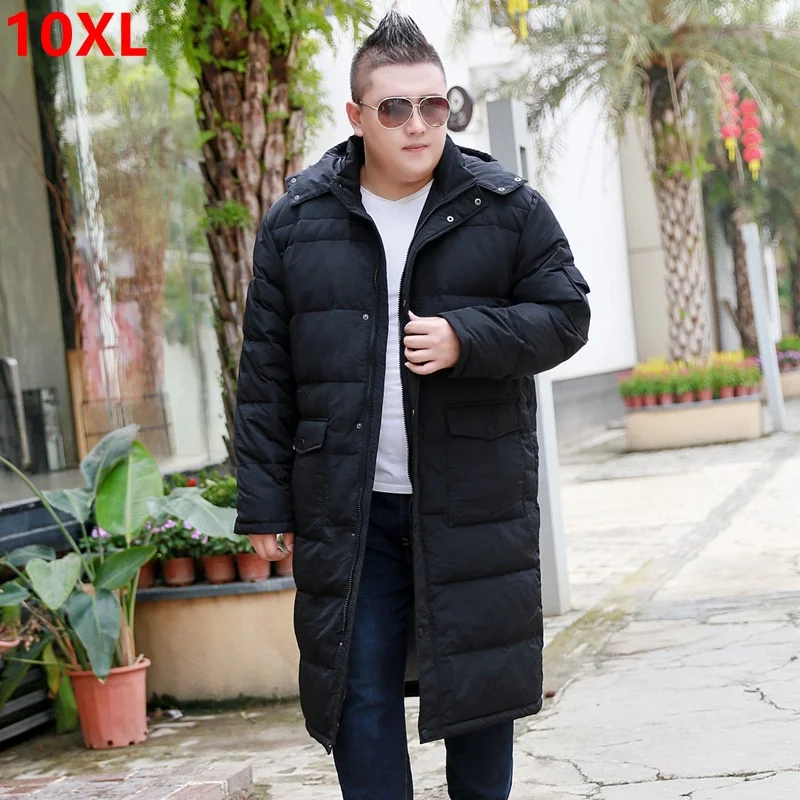 

Extra large men's over-the-knee down jacket plus fertilizer to increase the long section thickening down cold coat 10XL 9XL 8XL