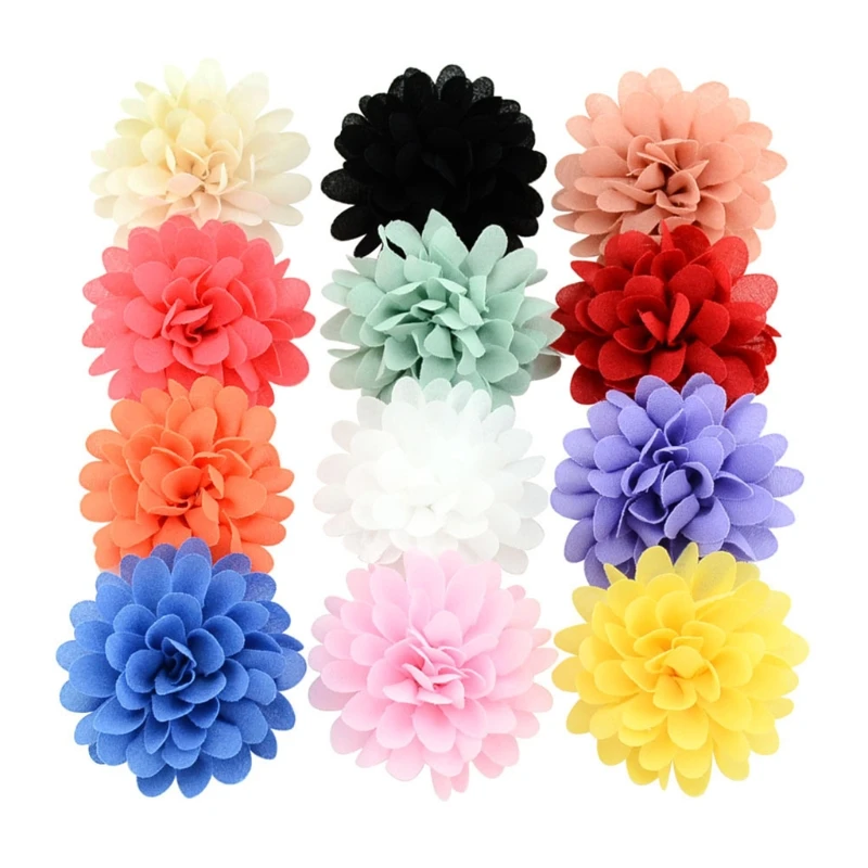 

12 PCS Chiffon Flower Baby Girls Hair Clip Baby Girls Toddler Barrette Accessory