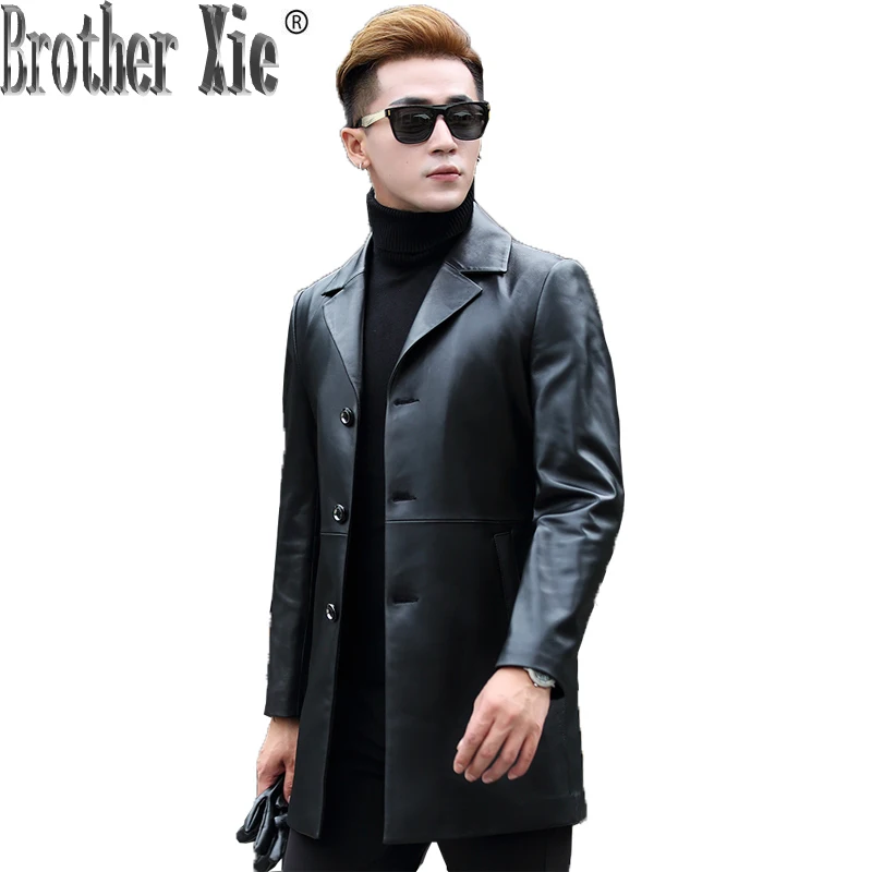 2020 Осенняя обувь из натуральной кожи куртка Для мужчин пальто овчины Кожаная в