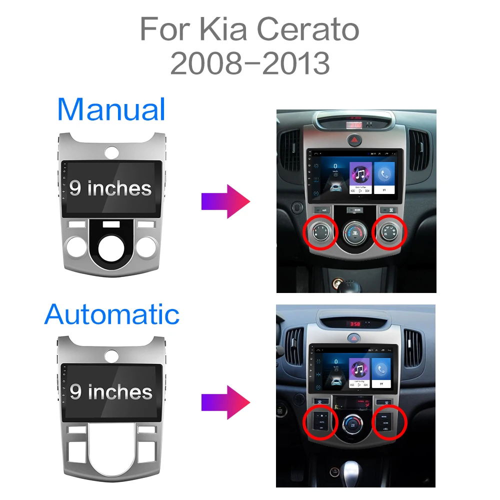 2 din Android 9 0 Автомобильный мультимедийный плеер для KIA Forte Cerato 2008 2009 2010 2011 2013
