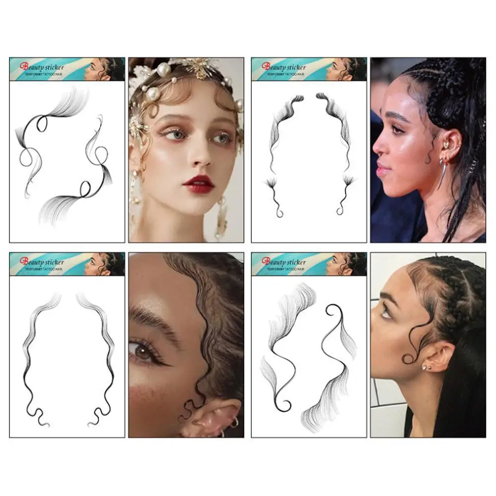 Детские наклейки для татуировок с краями вьющиеся волосы сделай сам шаблон
