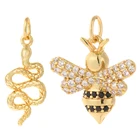 Bee Подвески для изготовления поставки, Золотая змея, динозавр, животные, дизайнерские Diy Подвески для изготовления сережек, ожерелий, цирконий