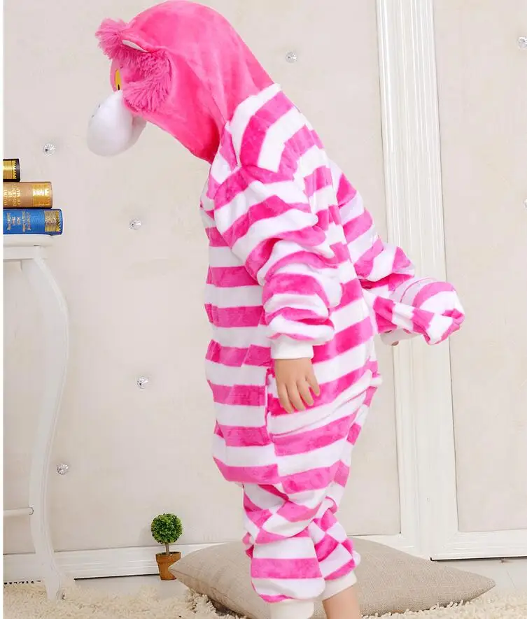 Детская Фланелевая пижама с капюшоном и котом зимний Пижамный комплект для