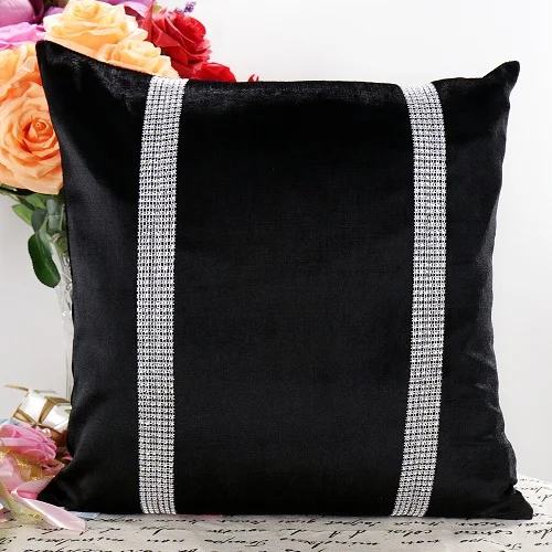 black 1 шт. 45*45 см бархатная Алмазная наволочка, чехол для подушки, чехол для подушки на день рождения, свадьбу, фестиваль, вечерние товары, домашний текстиль - Цвет: black