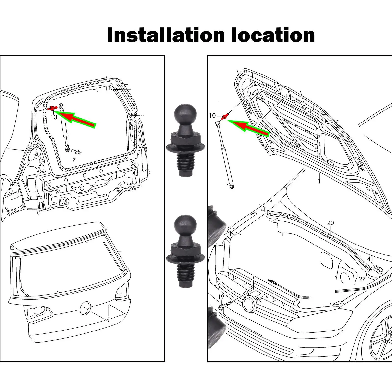 2 шт. для VW Golf 3 4 5 6 7 MK4 MK5 MK6 MK7 кроличья капот задняя дверь Крышка крышки багажника