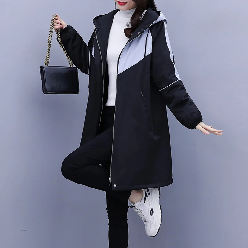 Женское зимнее пальто очень большого размера плотный теплый тренчкот с