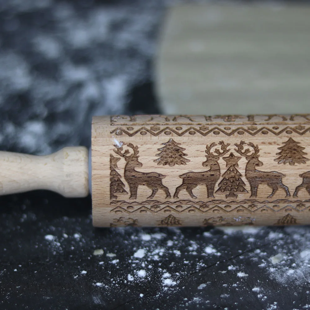 Новинка деревянная Скалка на Рождество елка олень Хэллоуин с принтом в виде