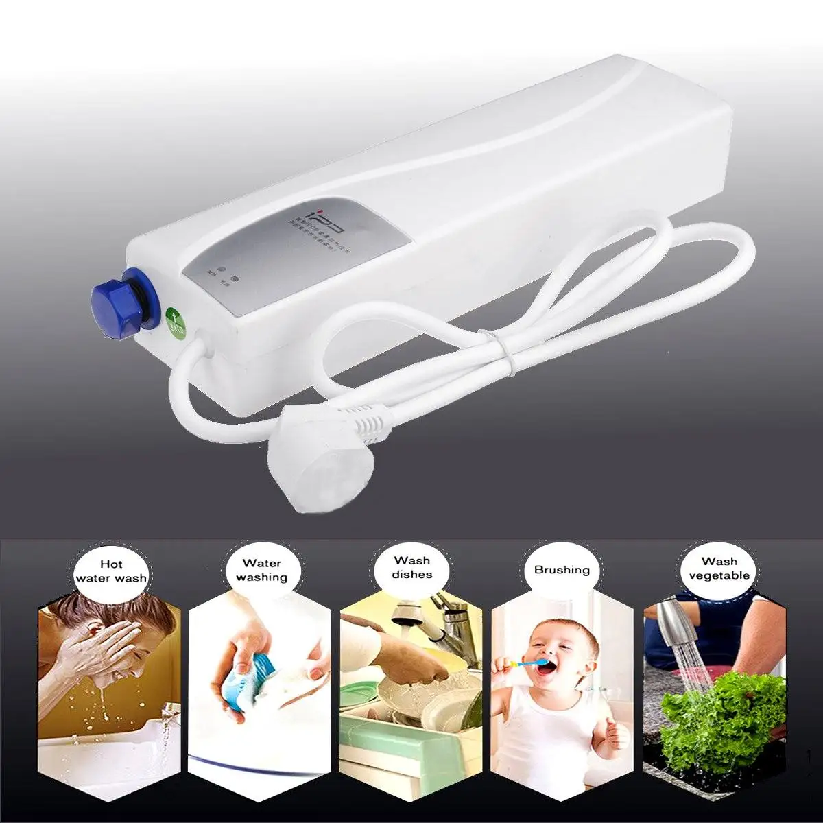 

220V 3000W Electric Tankless Instant Hot Water Heater+Shower Head+Hose Kit Bathroom Kitchen Use Instant Hot Water Heater System