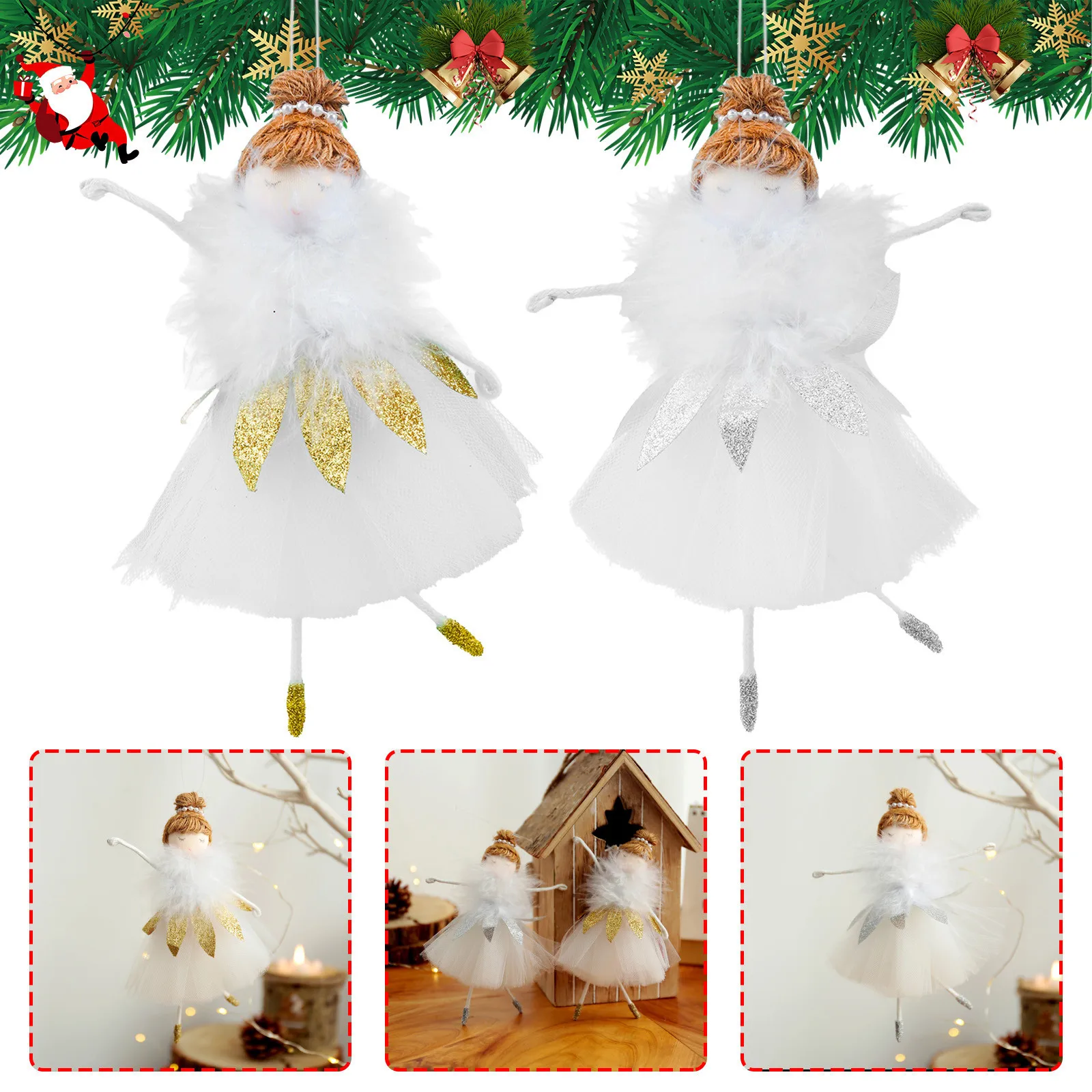 

2 шт. Рождественский плюшевый балерин, декор для рождественской елки, подвесной кулон, креативный ангел, балерина, набивные плюшевые украшен...