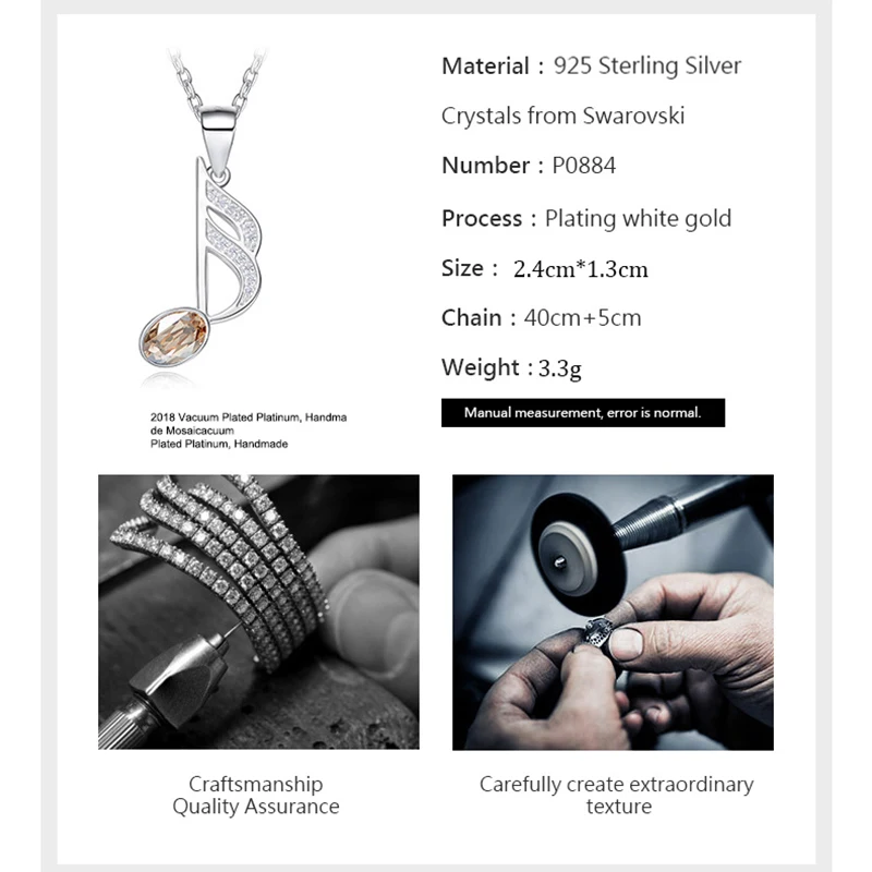 Женское ожерелье из серебра 925 пробы украшенное Австрийскими кристаллами |