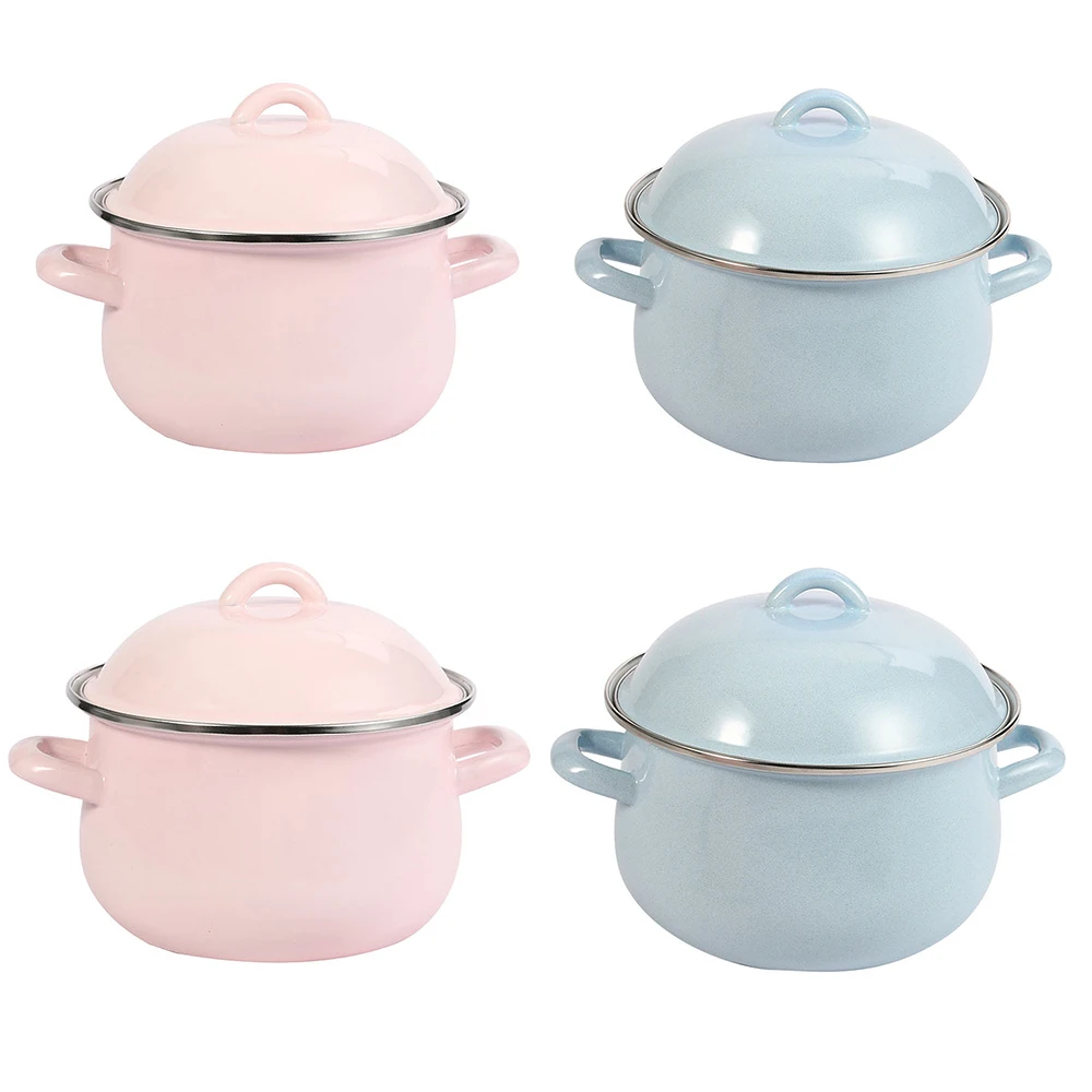 Эмалированные складские кастрюли с крышкой многофункциональная суповая