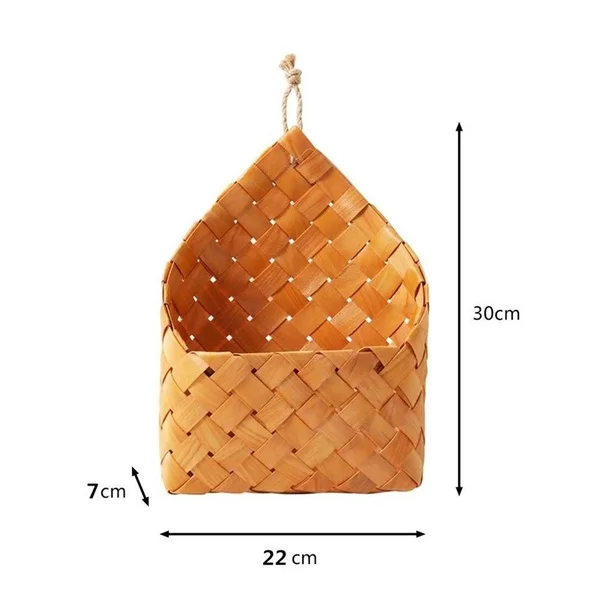 1 шт. плетеная фон с изображением коричневого деревянного Настенный Карман