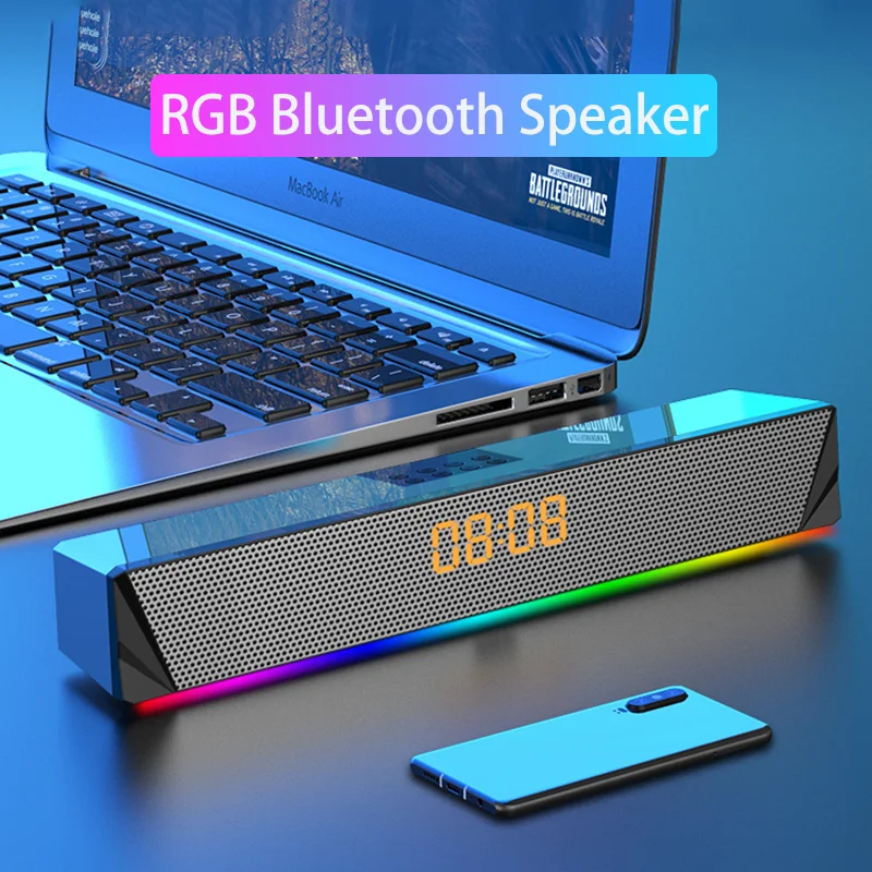 Светодиодный Barra De Sonido Para ТВ Caixa де сом Bluetooth часы динамиков произвела фурор в
