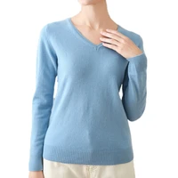 tailor sheep sweater women v neck long sleeve knitted wool pullover solid color slim bottom thin shirt tops