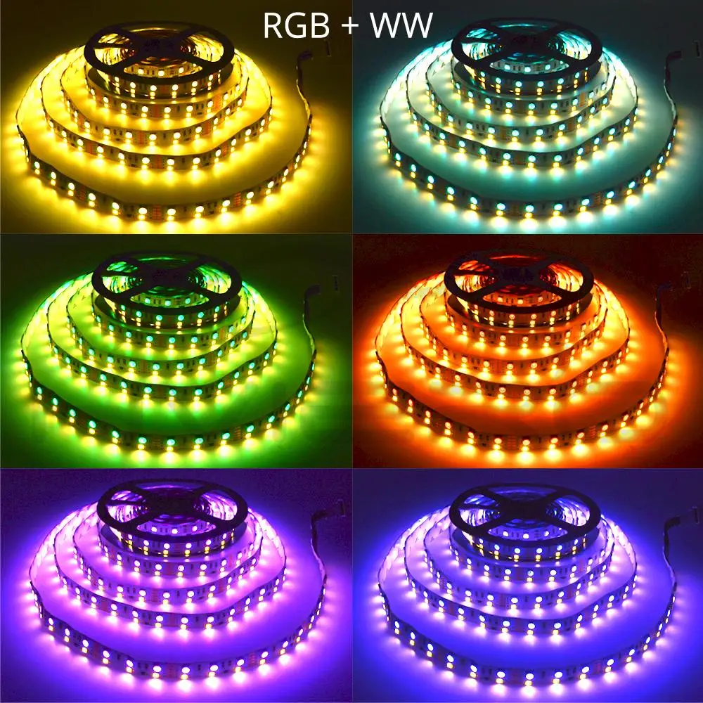 Двухрядная RGBW Светодиодная лента 5050 RGB 2835 белый теплый DC 12V 120LED/m 5m 600Leds