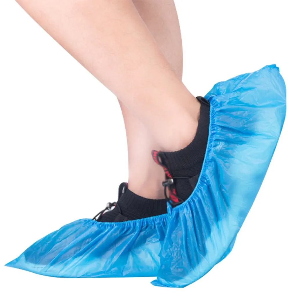 

100pcs Disposable Shoe Cover CPE Indoor Non-slip Wear-resistant Shoe Cover Waterproof Dustproof Thickened Foot Cover