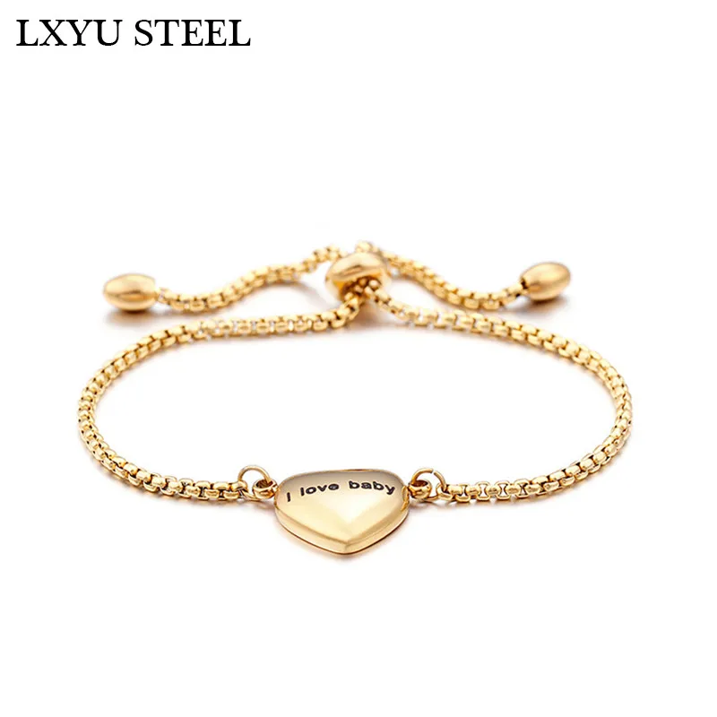 Простой Регулируемый браслет из нержавеющей стали женский в форме сердца на