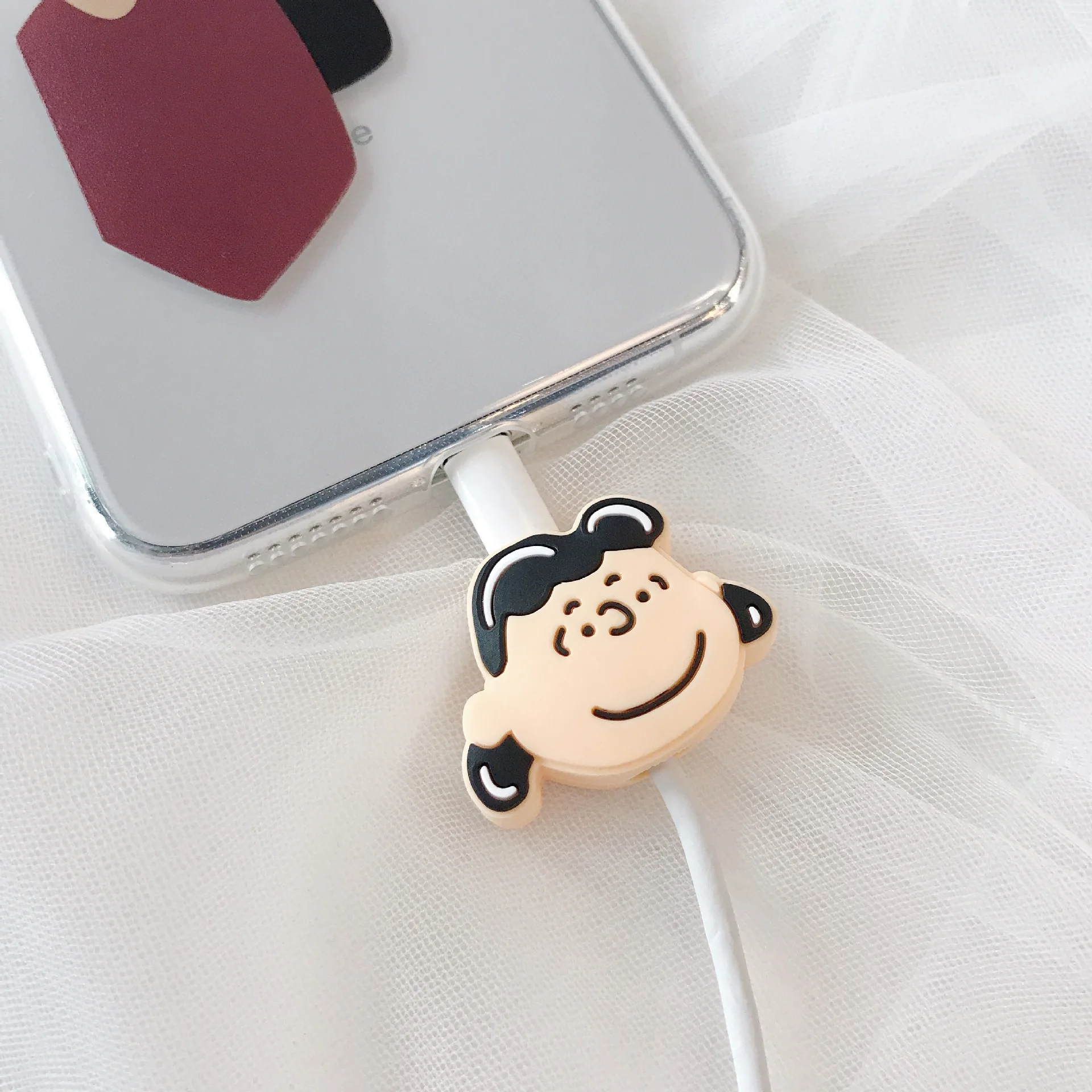 Корейский мультфильм кабель протектор для iPhone XS Max XR 8 7 Универсальный шнур Защитная крышка usb зарядный кабель Winder