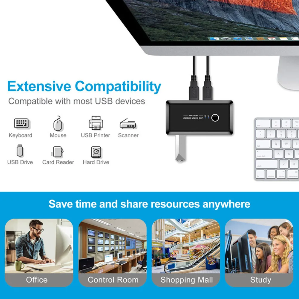 2 компьютера 4 USB устройства KVM переключатель коробка USB2.0 Switcher 2x4 0 периферийный