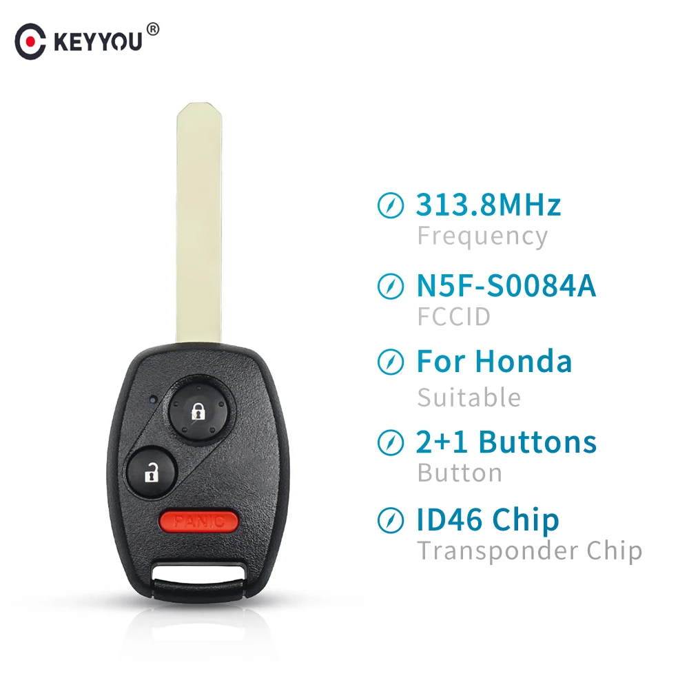 

Ключ-ключ для Honda Odyssey Civic EX Si 2006, 2007, 2008, 2009, 2010, 2011, чип ID46, N5F-S0084A, 313,8 МГц, 3 кнопки