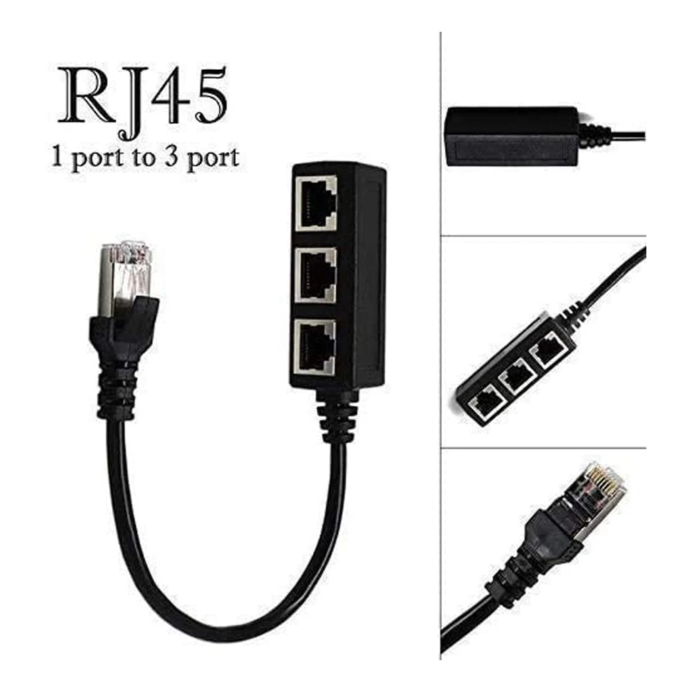 Разветвитель RJ45 3 в 1 Сетевой удлинитель Ethernet для локальной сети коннектор