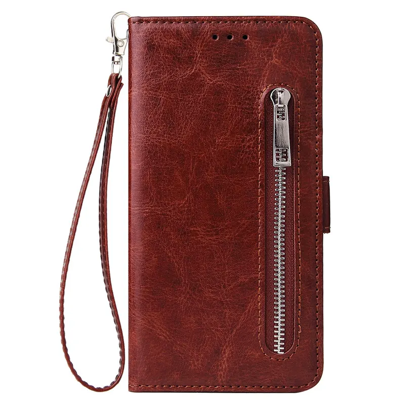 brown Кожаный чехол-кошелек для huawei Honor 6A 8X 8A 7A 7C 8 S, Модный чехол-подставка на молнии для Honor 10i 9 10 Lite, чехол для мобильного телефона - Цвет: brown