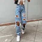 Женские джинсы-шаровары с дырками, большие размеры