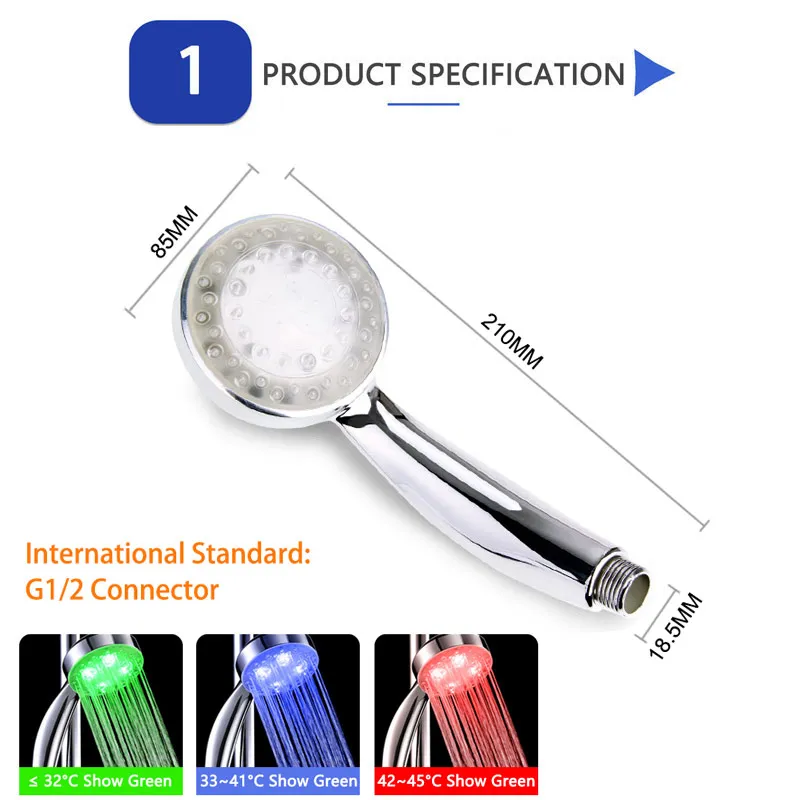 LED Water Faucet Accessories Glow Colorful Tap Nozzle For Bathroom Kitchen Head Light 3 Colors 7 | Обустройство дома