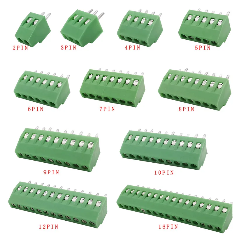 5/10Pcs KF128 2.54mm PCB Screw Terminal Blocks Connector 2.54 2P 3P 4P 5P 6P 7P 8P 9P 10P 12P 16 Pin for 26-18AWG Cable | Обустройство