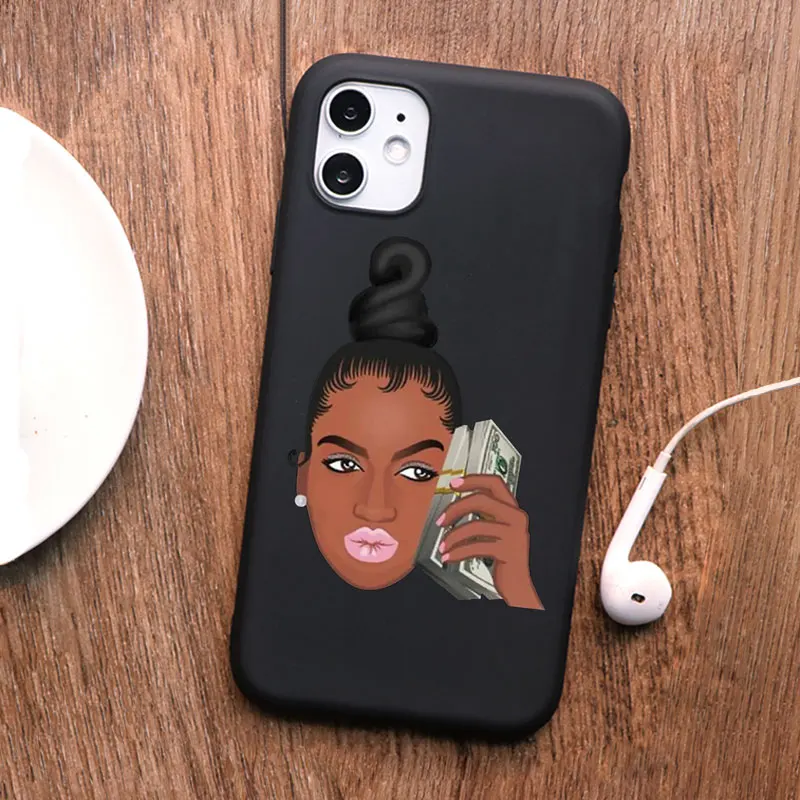 

Funny Money Stacks kash doll Black Girl Phone Case For iPhone 11 pro MAX 7 6s 8 Plus X XR XS MAX Frosted Soft TPU Case