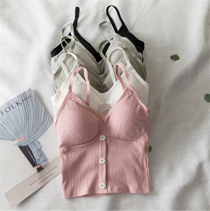 

Women Casual Solid Color Bralettes Bras Elastic Wireless Padded Lingerie Bra Camis Sling Vest Tops Ladies Underwear Clothes