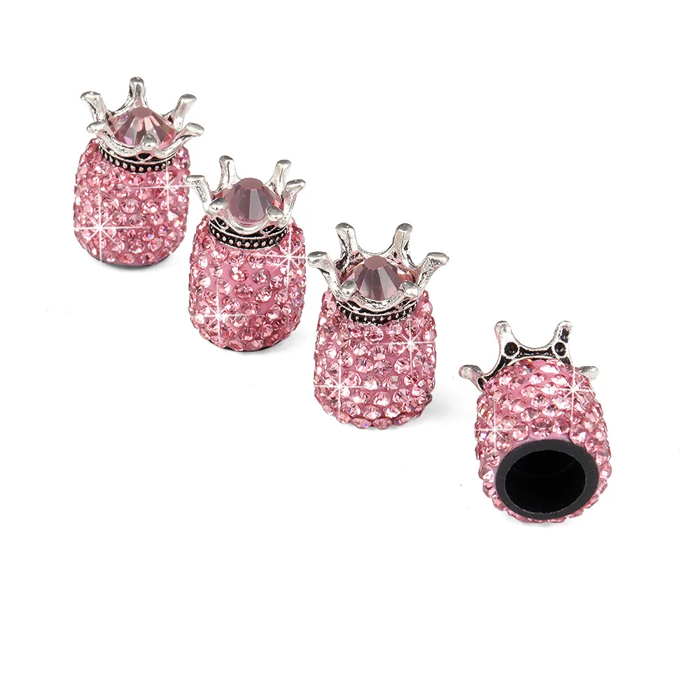 4pcs Pink 4 шт. Корона искристый Алмазный кристалл Колесные колпаки горный Хрусталь Глина ABS автомобильные клапаны шин стержень шины воздушный клапан крышки Герметичная крышка Bling - Цвет: 4pcs Pink